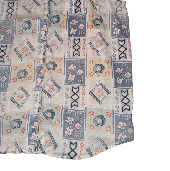 Vintage Pearl River Floral Muted Button Down Sleeveless Collared Grandma Top - Picture 8 of 11